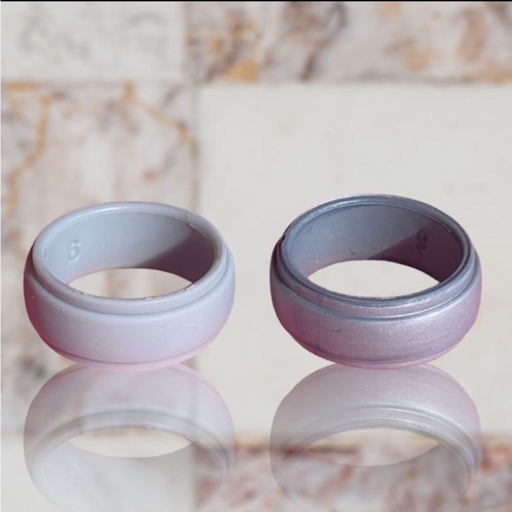 NEW Fine Fashion Unisex Any-Activity Silicon Ring 2-PACK Metallic Colors (9-12)